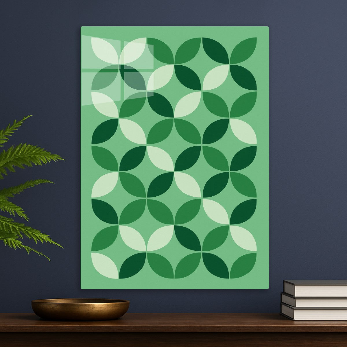 Green Geometric Floral Pattern