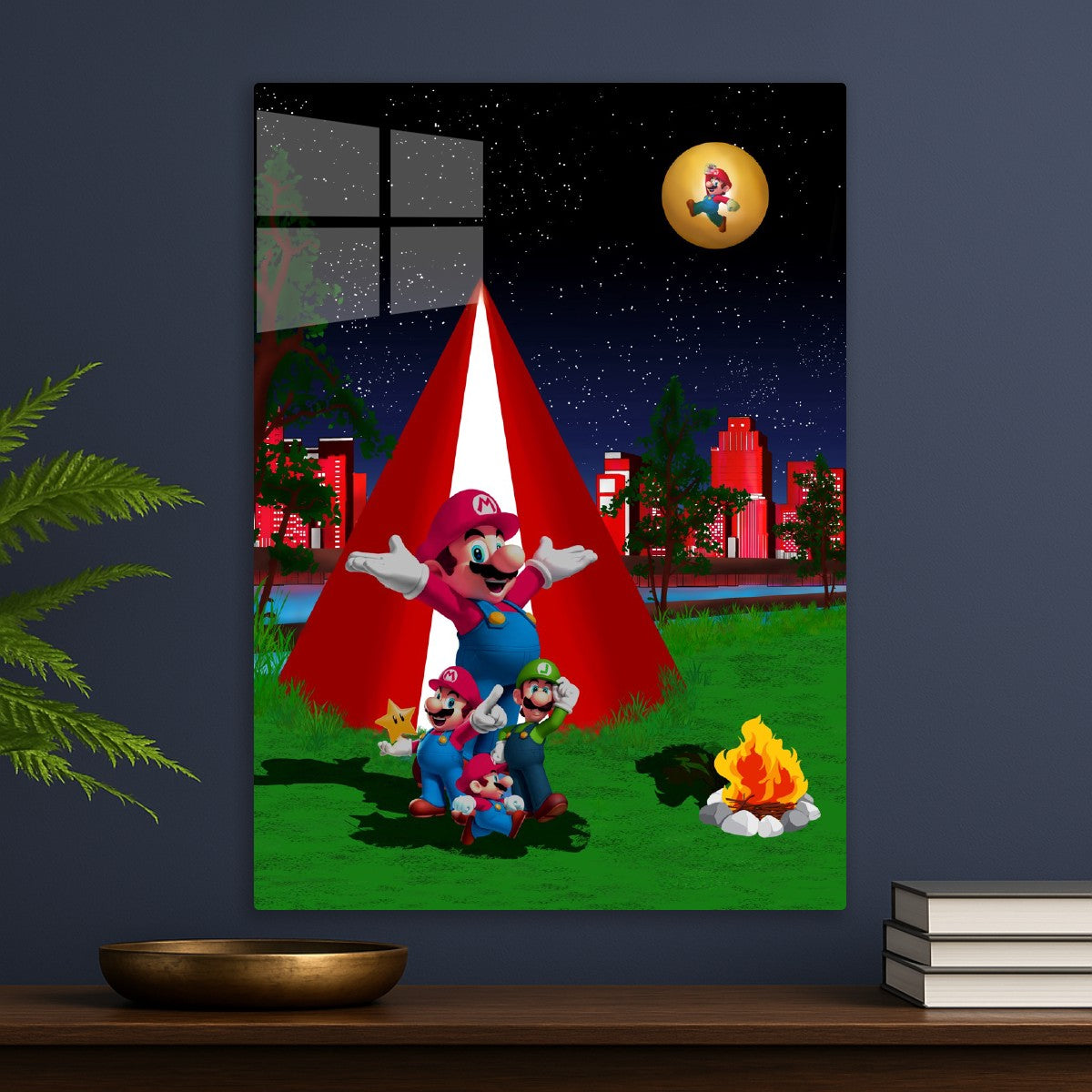 Super Mario camping fire