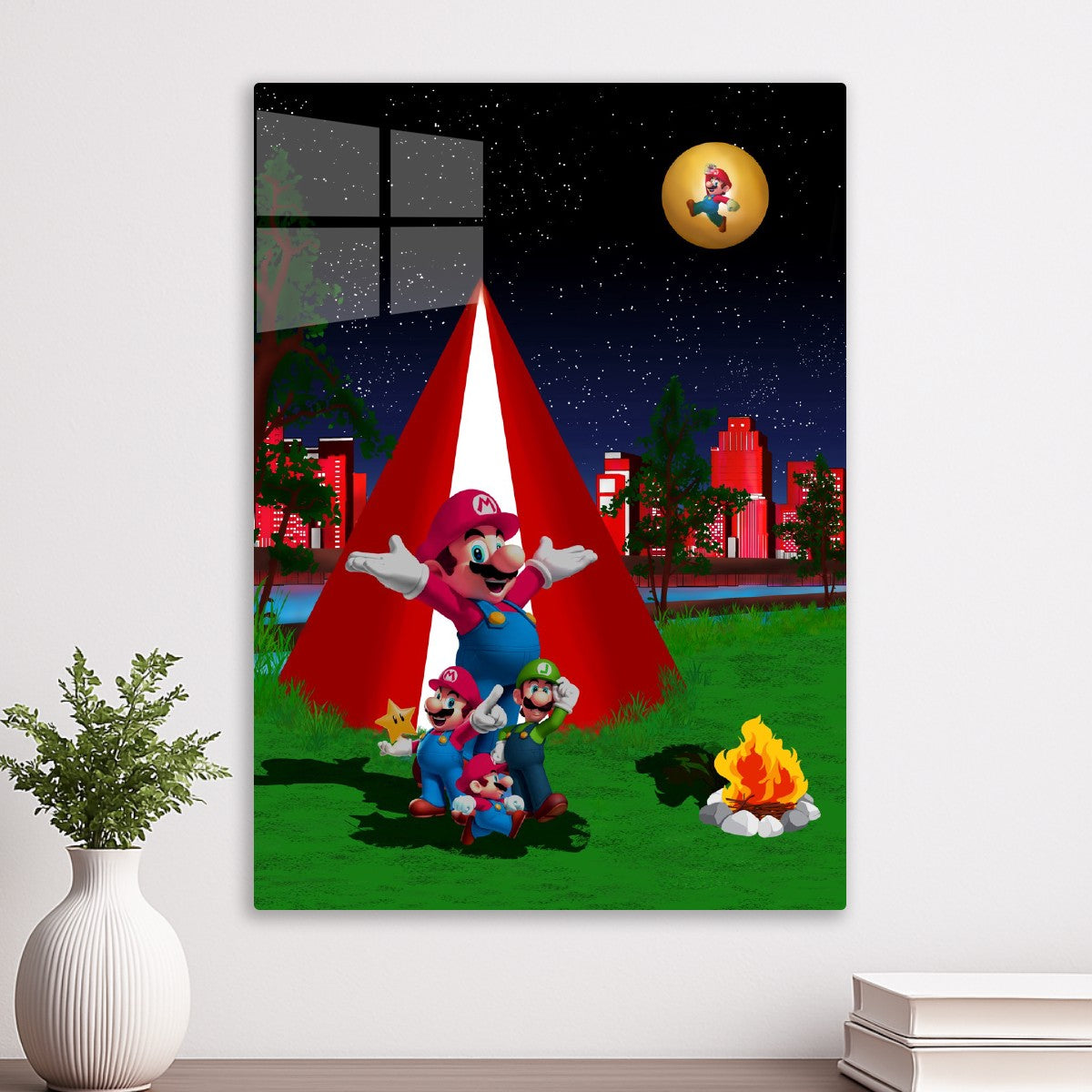 Super Mario camping fire