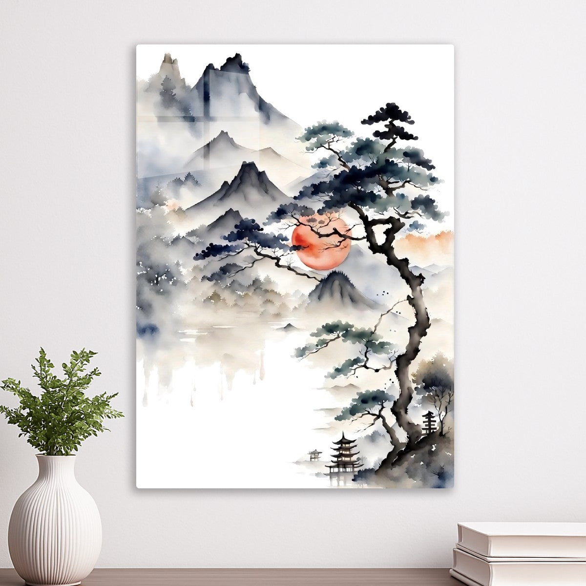 japan scenery watercolor painting