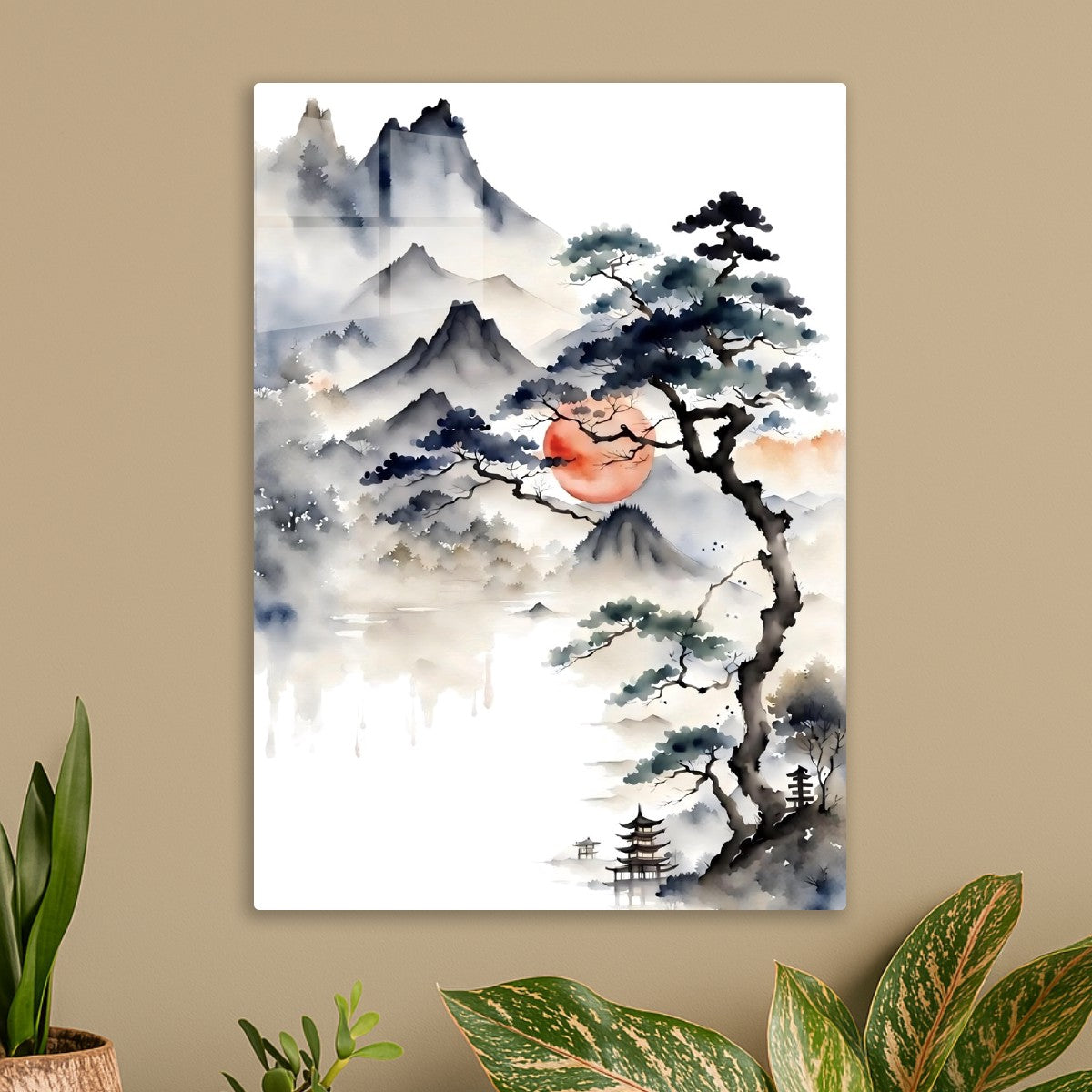 japan scenery watercolor painting