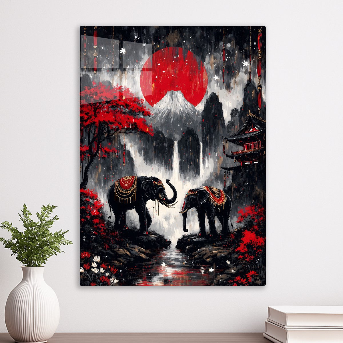 Elephants Under the Scarlet Mo