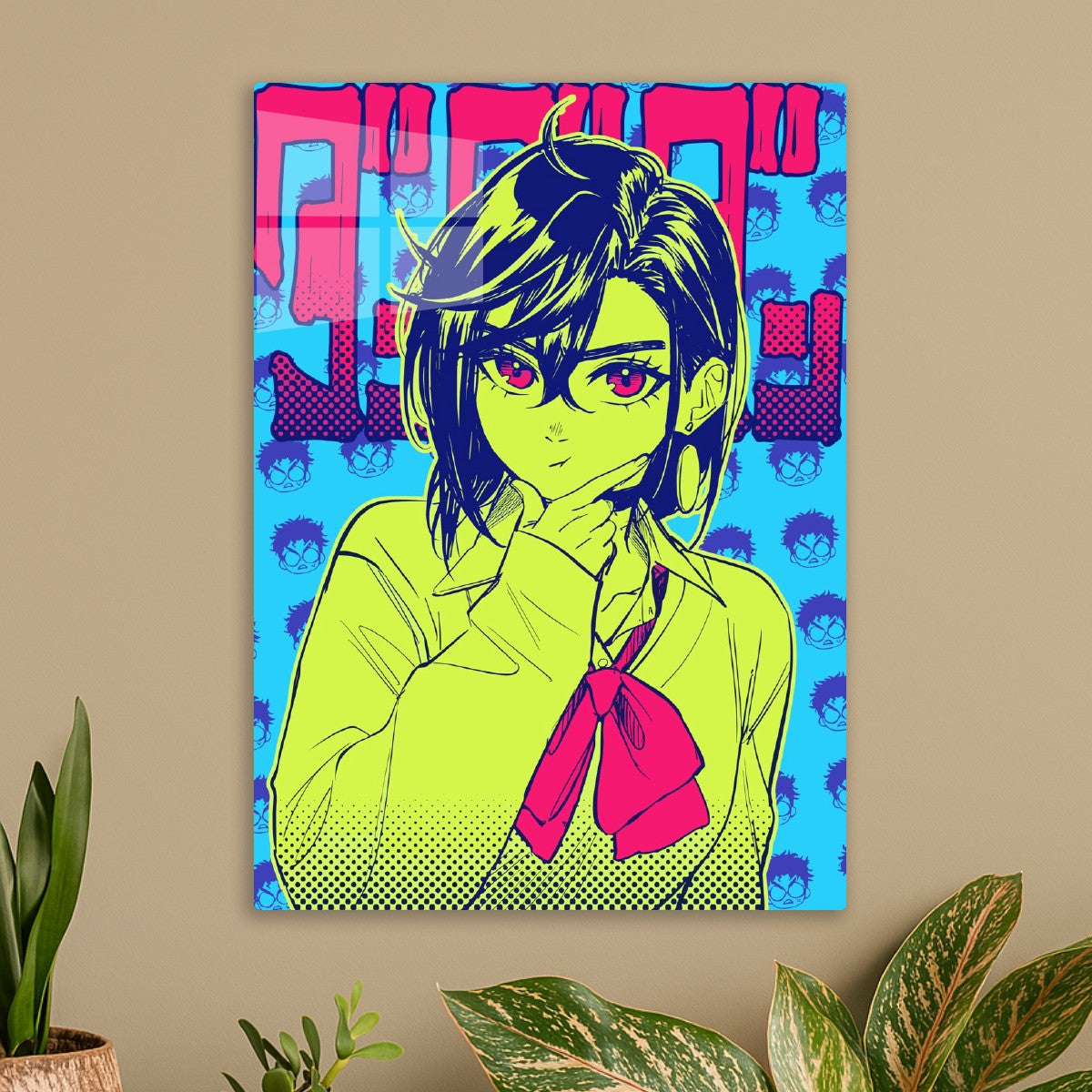 Vibrant Neon Portrait of Momo from Dandadan