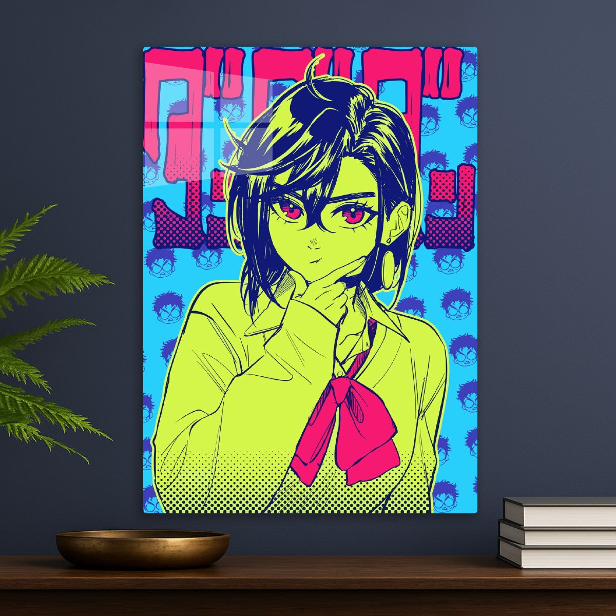 Vibrant Neon Portrait of Momo from Dandadan