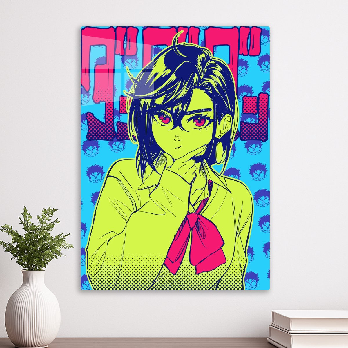 Vibrant Neon Portrait of Momo from Dandadan