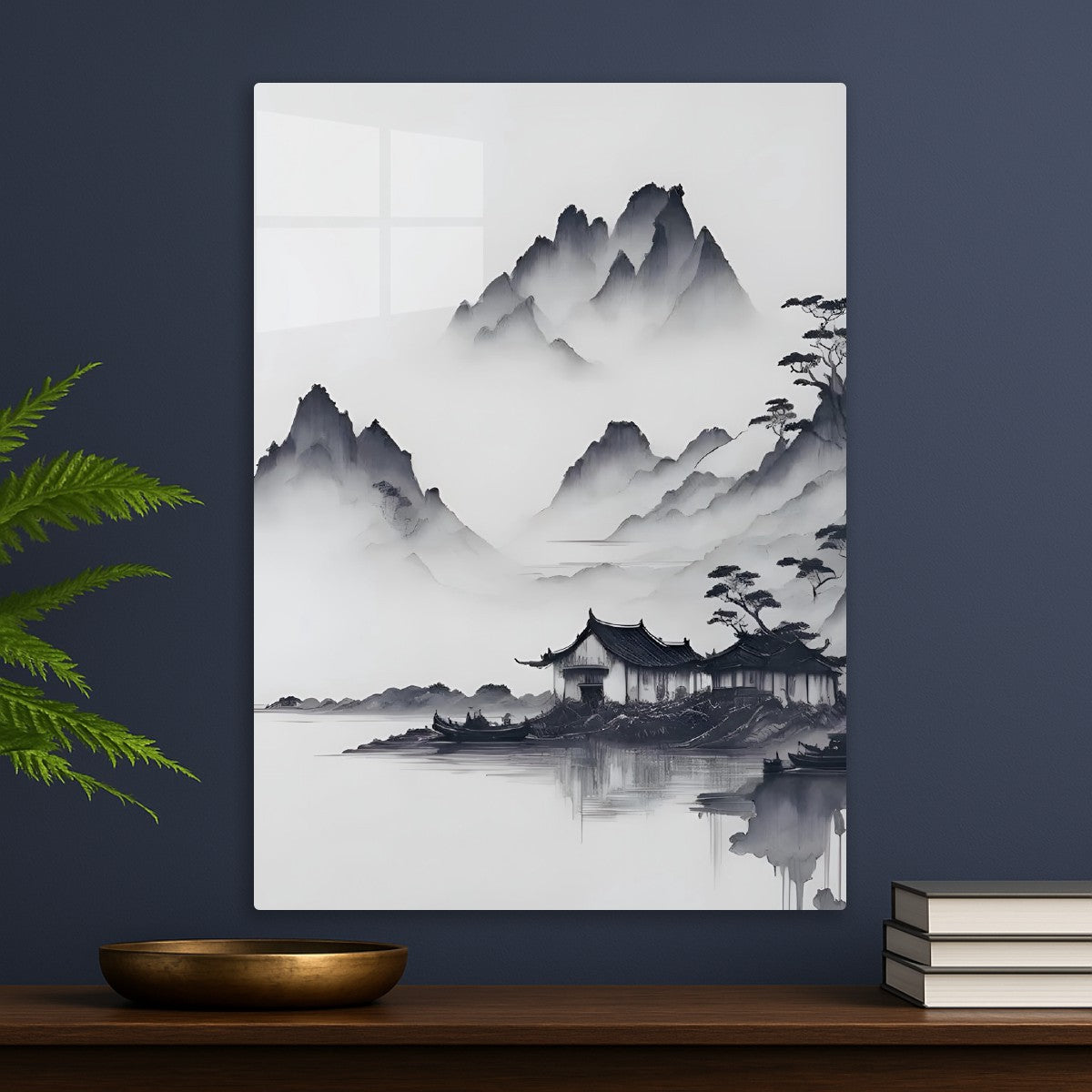 japanese black and white watercolor painting