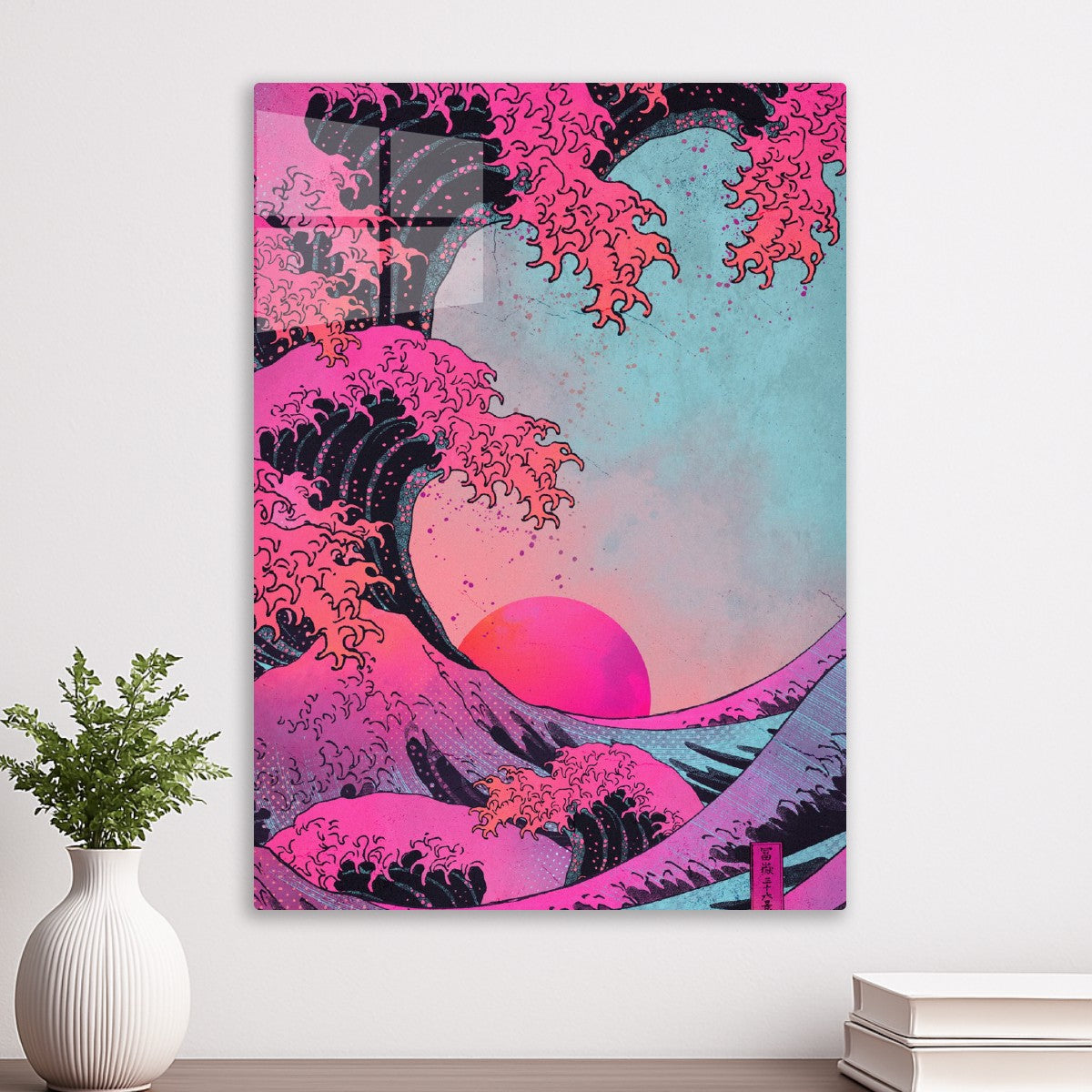 Great Kanagawa wave in pink style