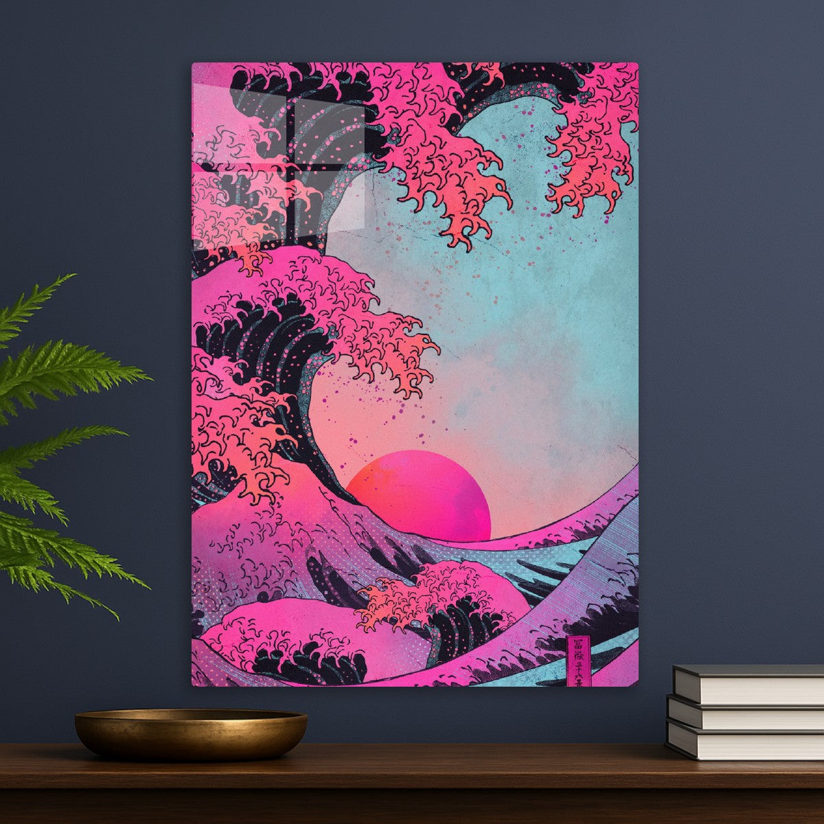 Great Kanagawa wave in pink style