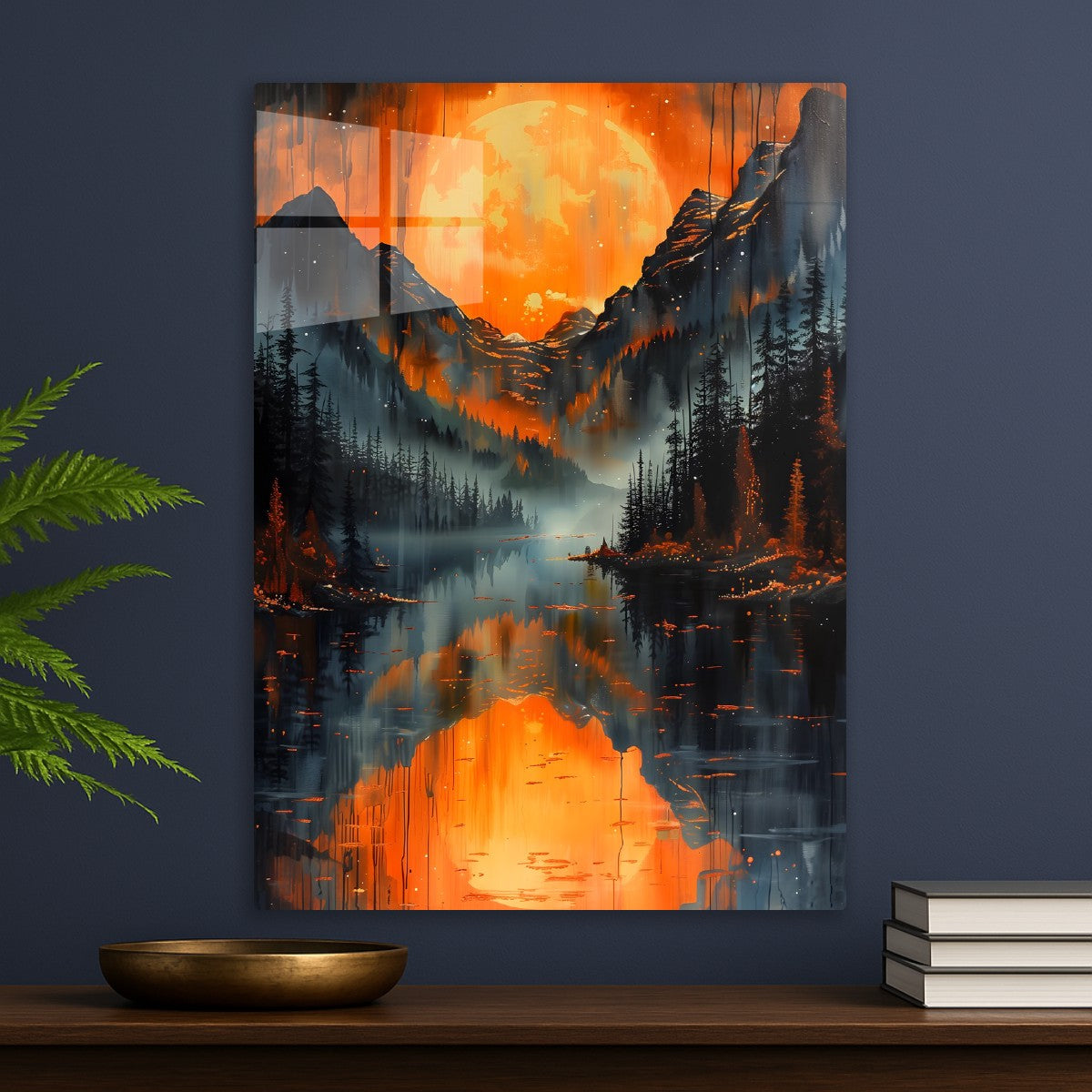 Fiery Moonlit Mountains