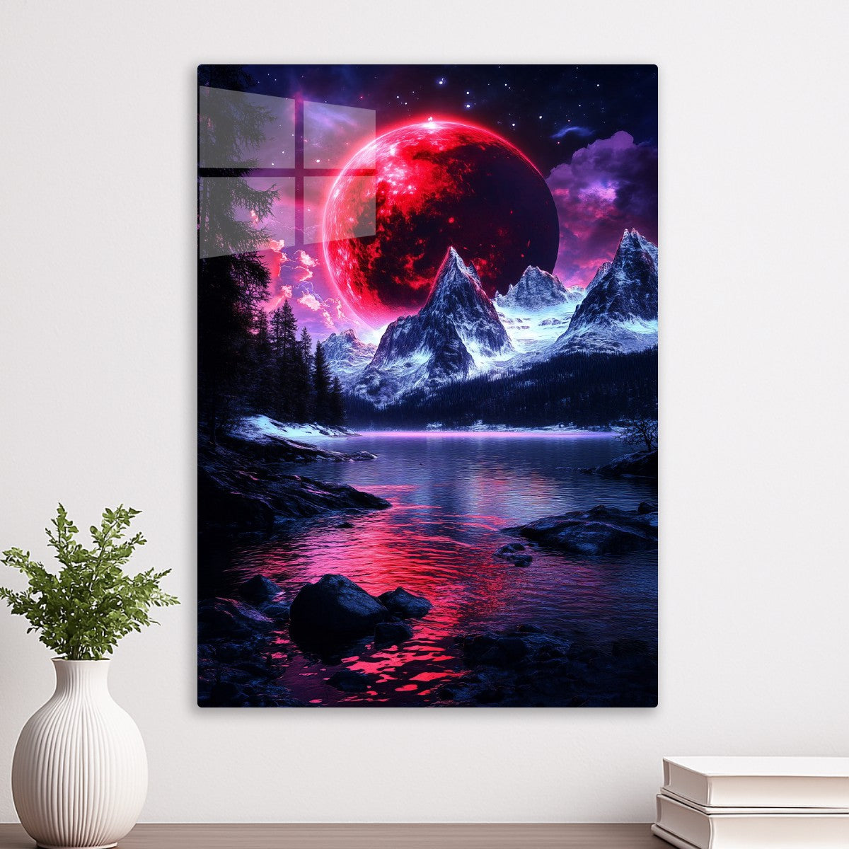 Crimson Moon over Mystic Peaks