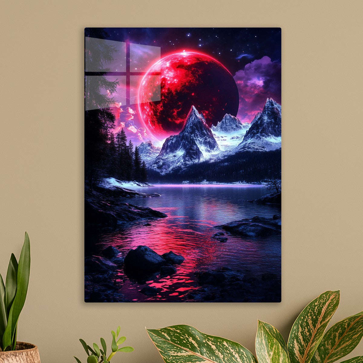 Crimson Moon over Mystic Peaks