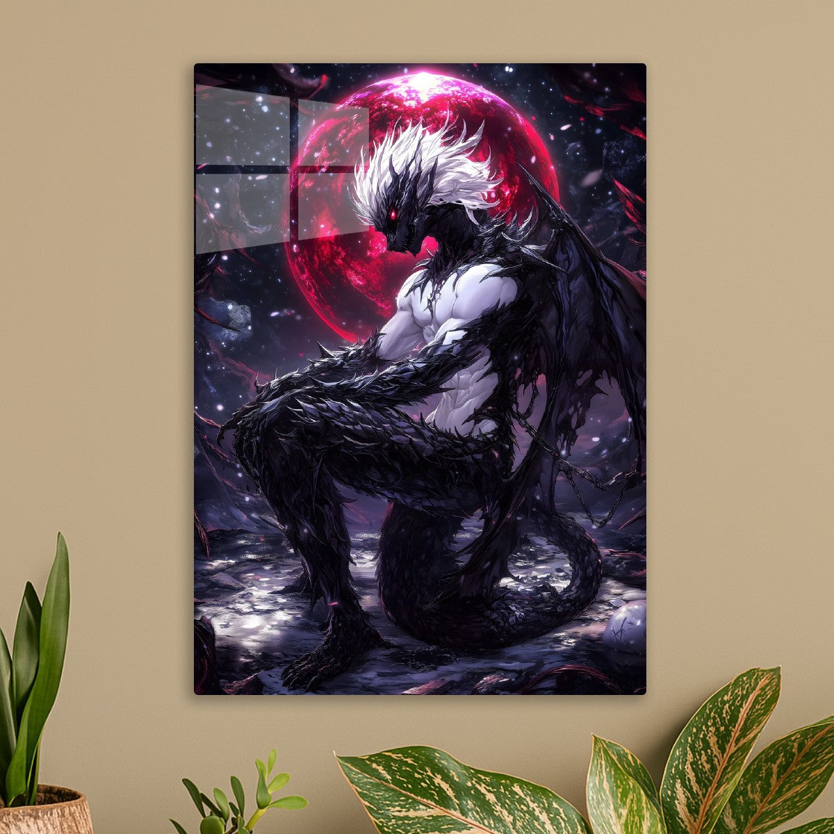 Cosmic Dragon Under Crimson Mo