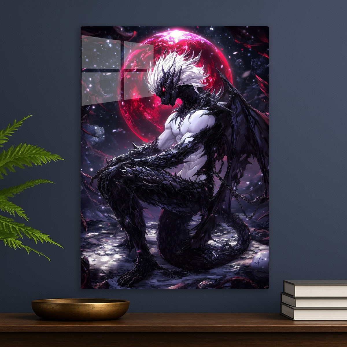 Cosmic Dragon Under Crimson Mo