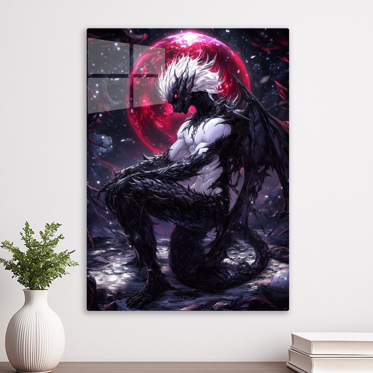 Cosmic Dragon Under Crimson Mo