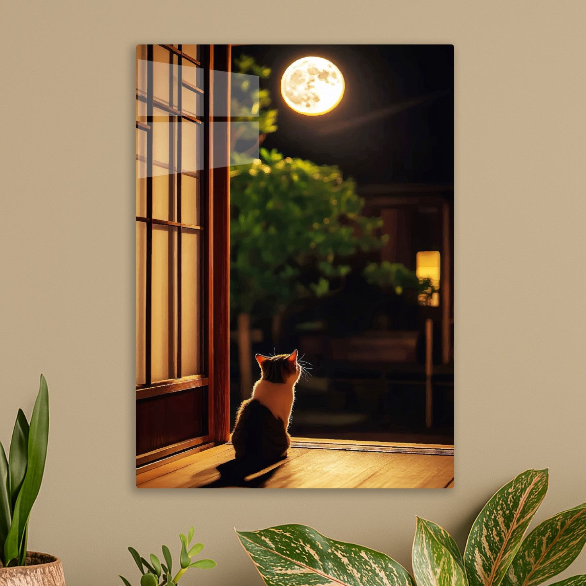 CUTE CAT AND MOON