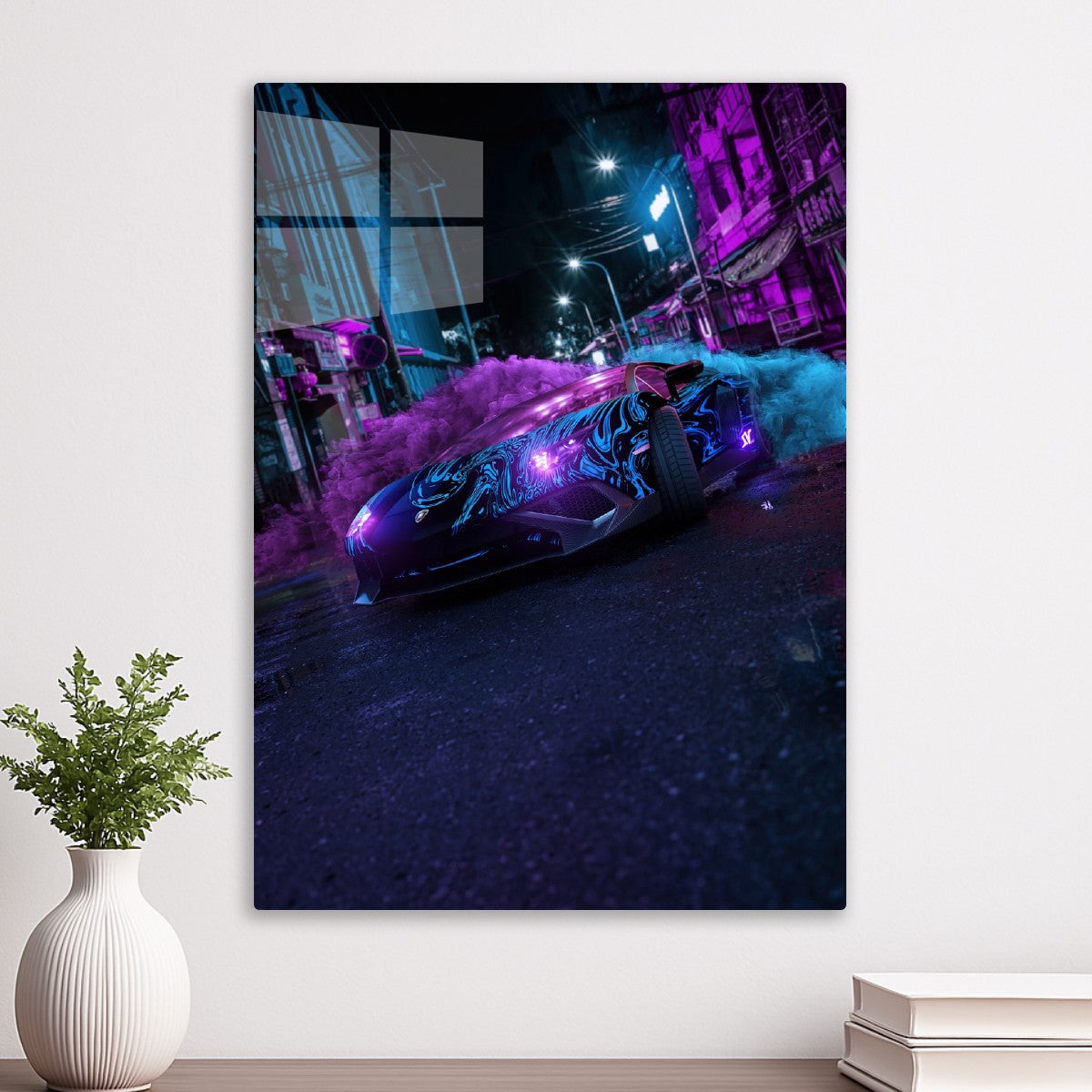 Vibrant Lamborghini in a Cyber