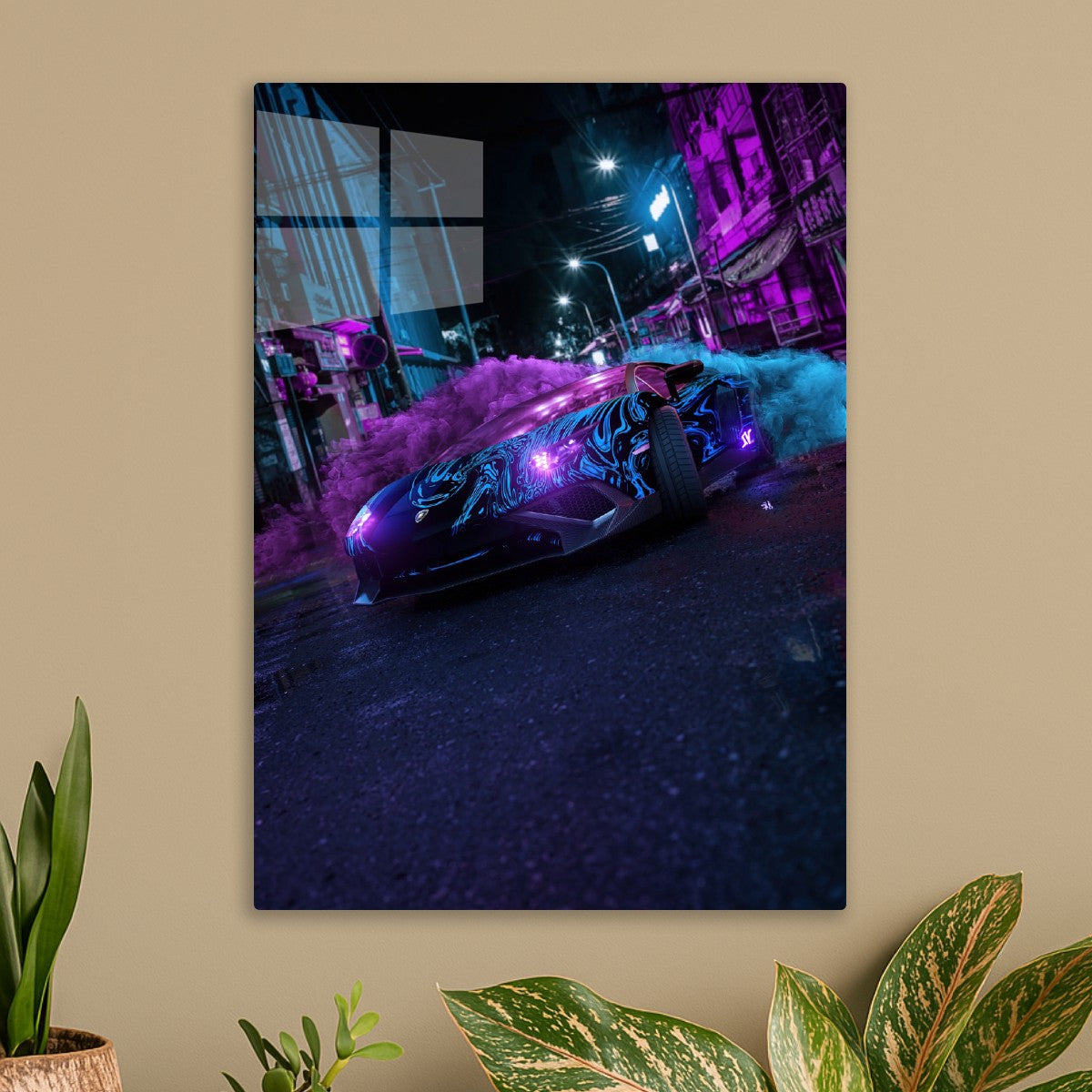 Vibrant Lamborghini in a Cyber