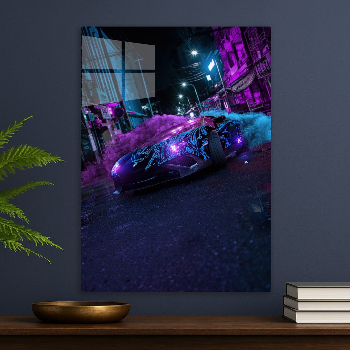 Vibrant Lamborghini in a Cyber
