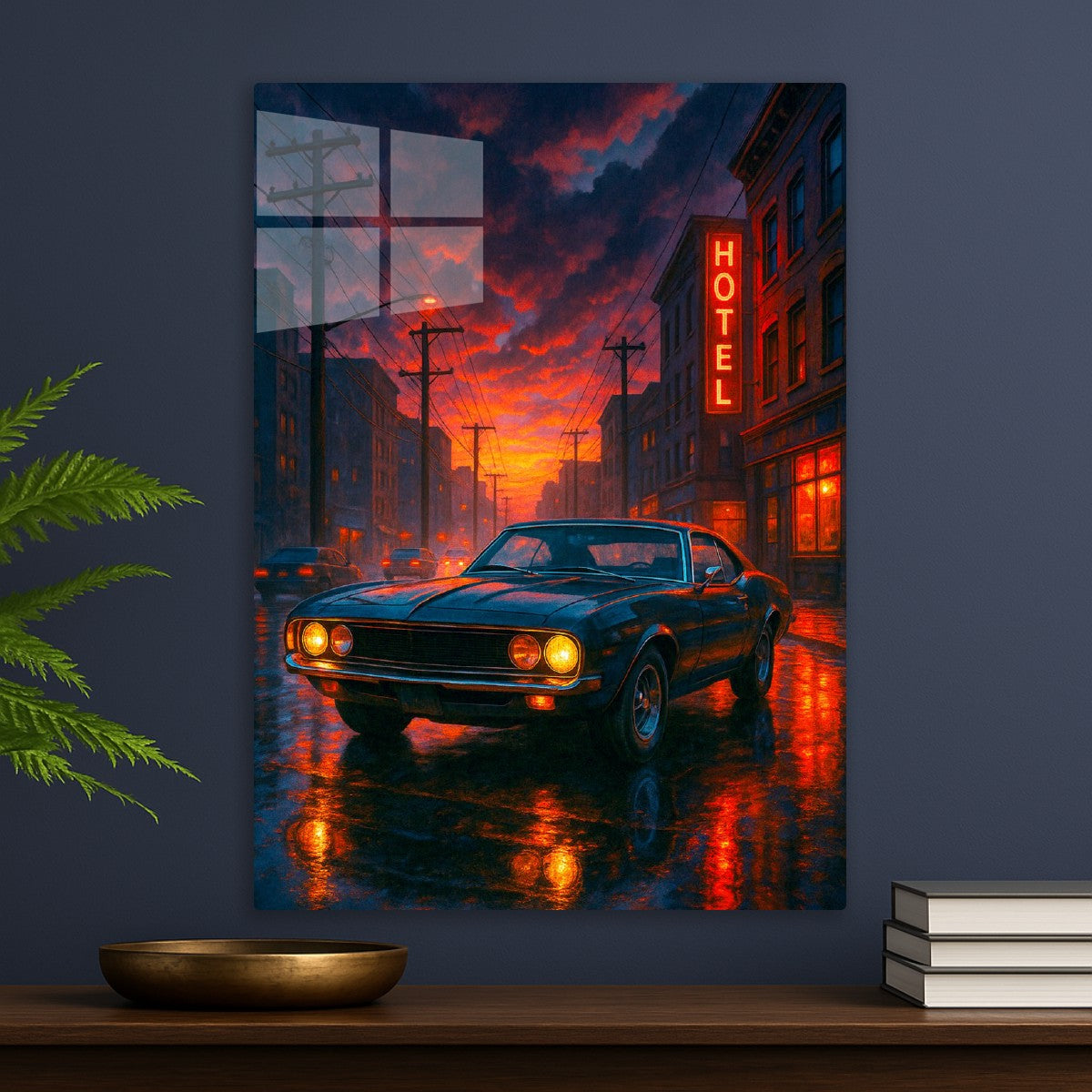 Classic Muscle Car at Dusk 