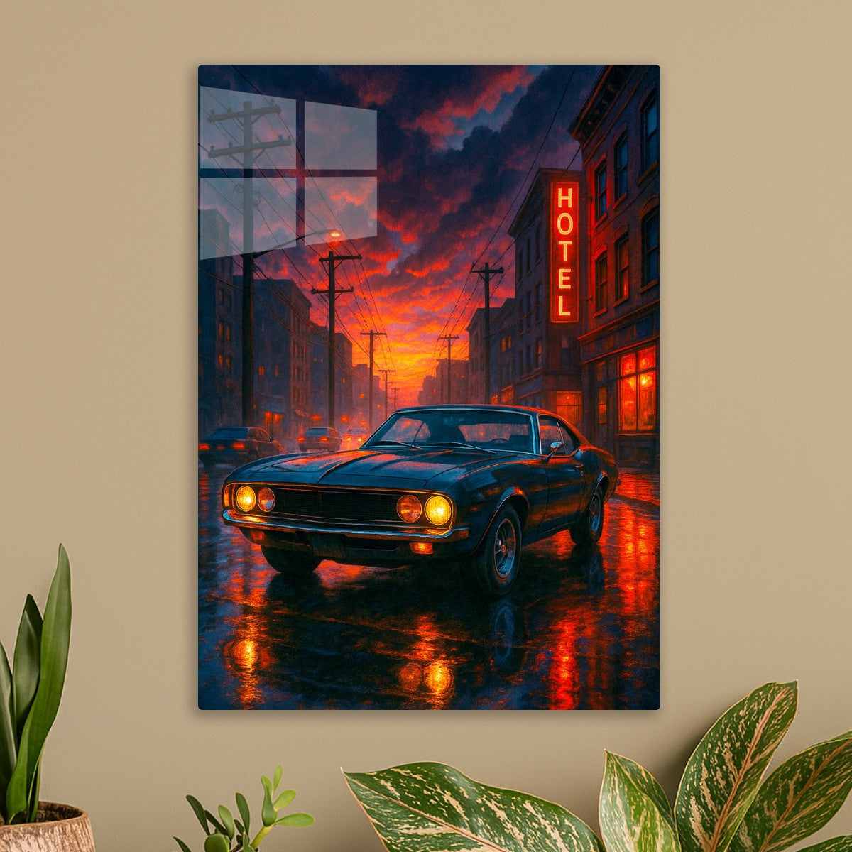 Classic Muscle Car at Dusk 