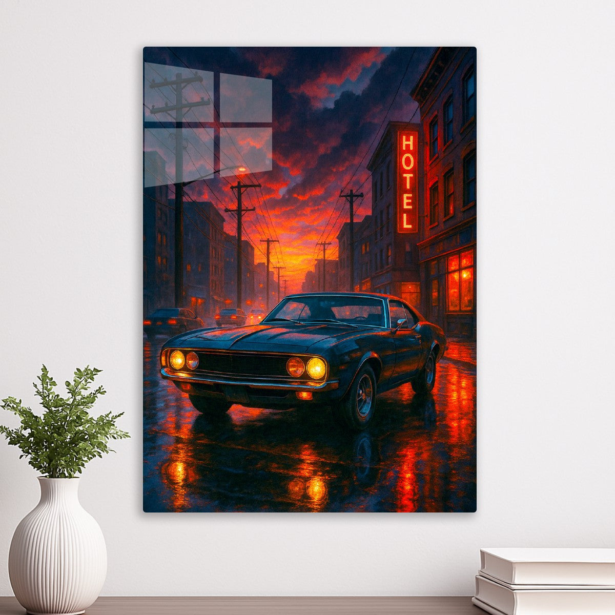 Classic Muscle Car at Dusk 