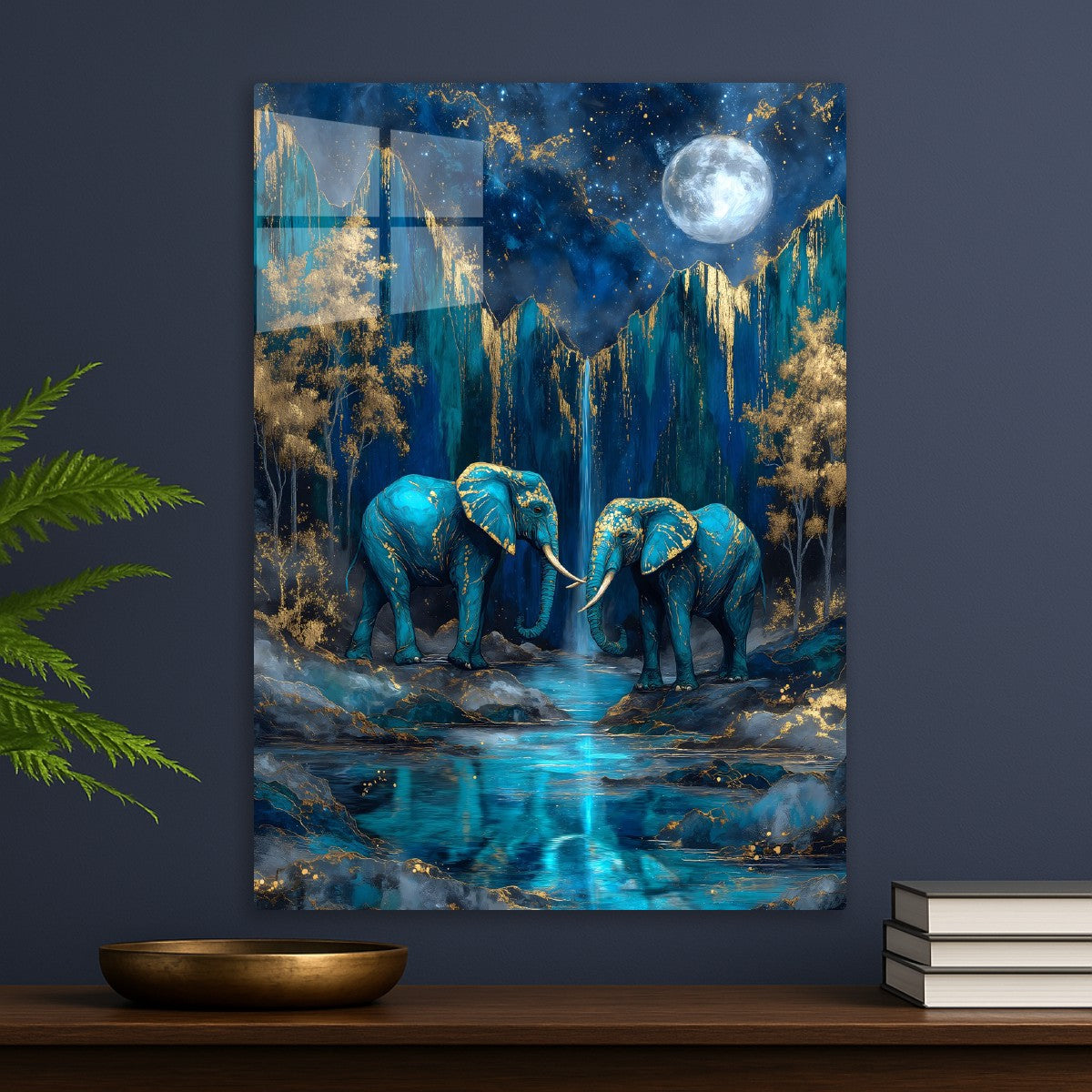 Moonlit Elephants in a Mystical