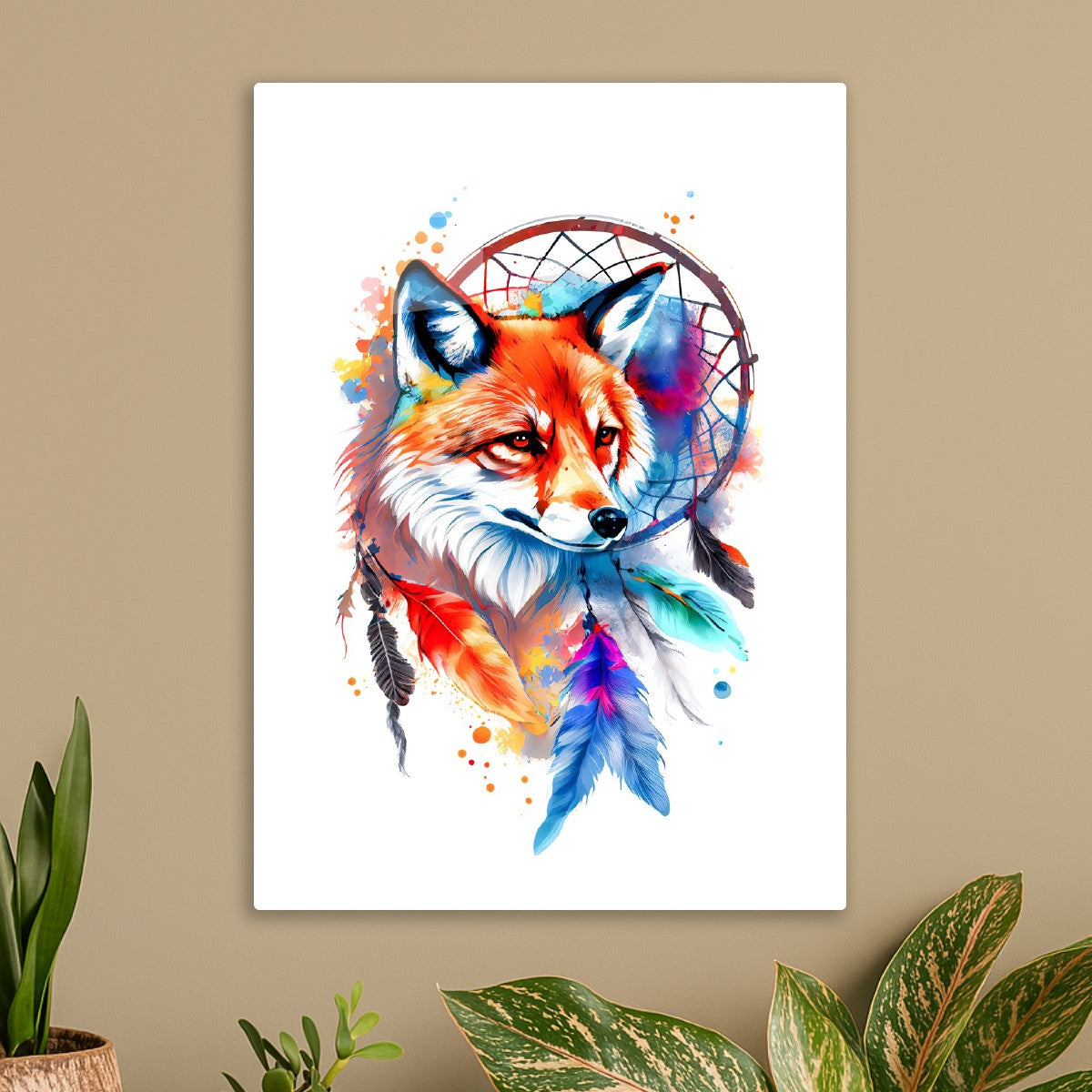 Watercolor Fox with Dreamcatcher