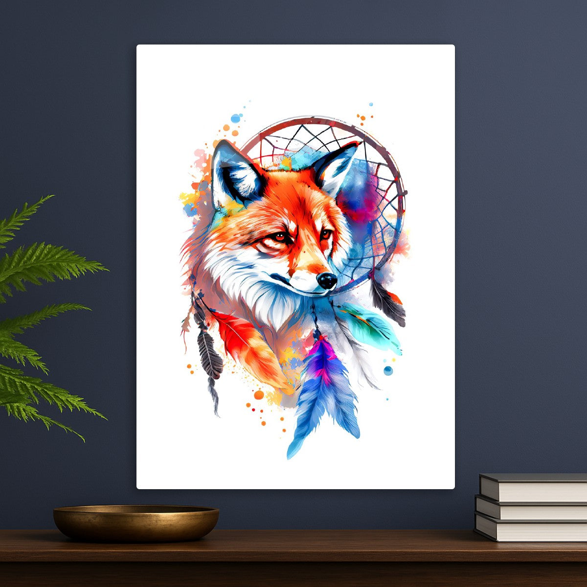 Watercolor Fox with Dreamcatcher