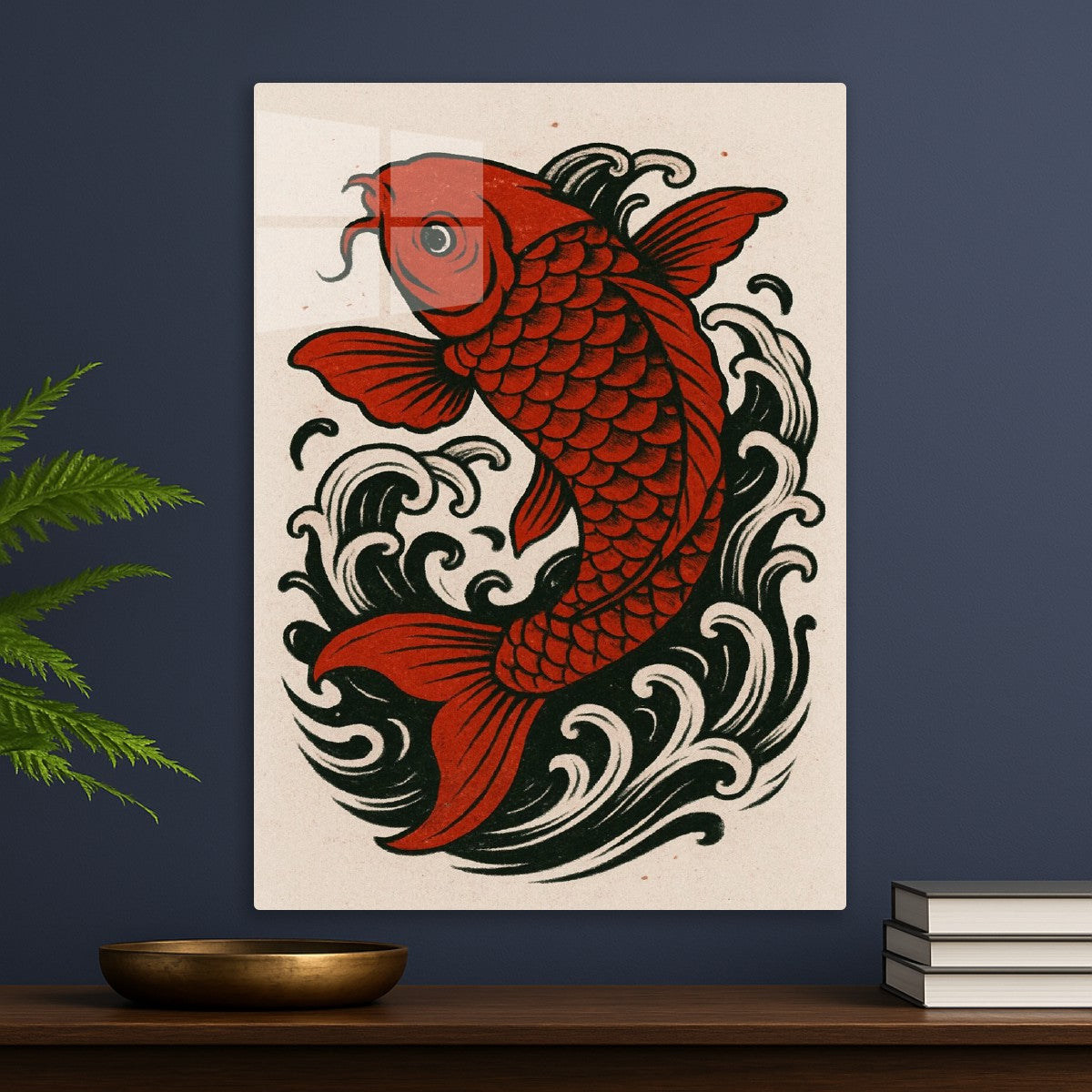 Japanese Red Koi in Black Currents
