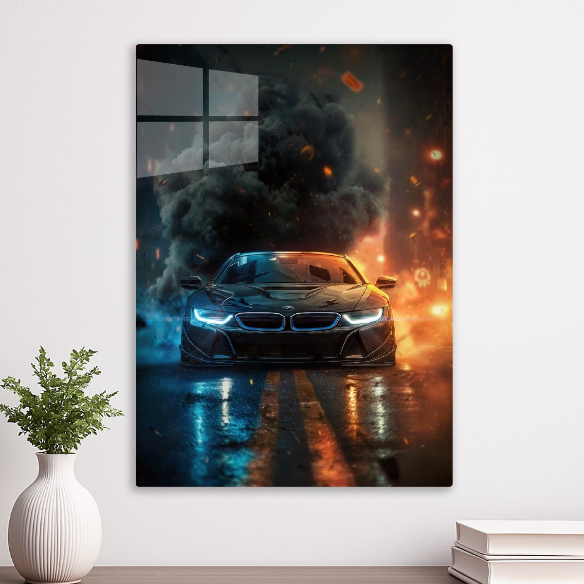 Sleek BMW i8 Amidst the Chaos