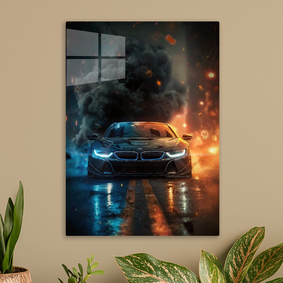 Sleek BMW i8 Amidst the Chaos