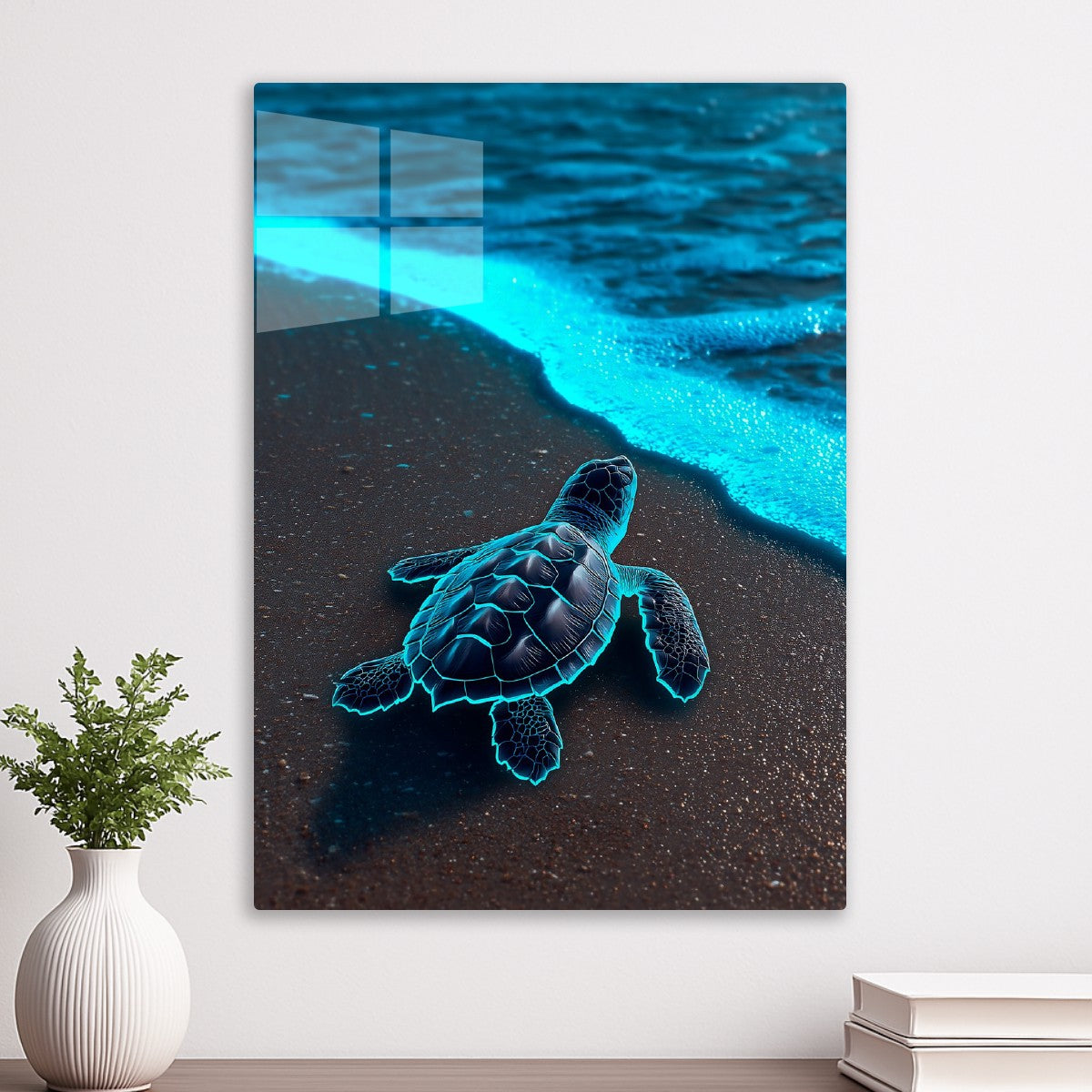 Turtle swimming back to the sea