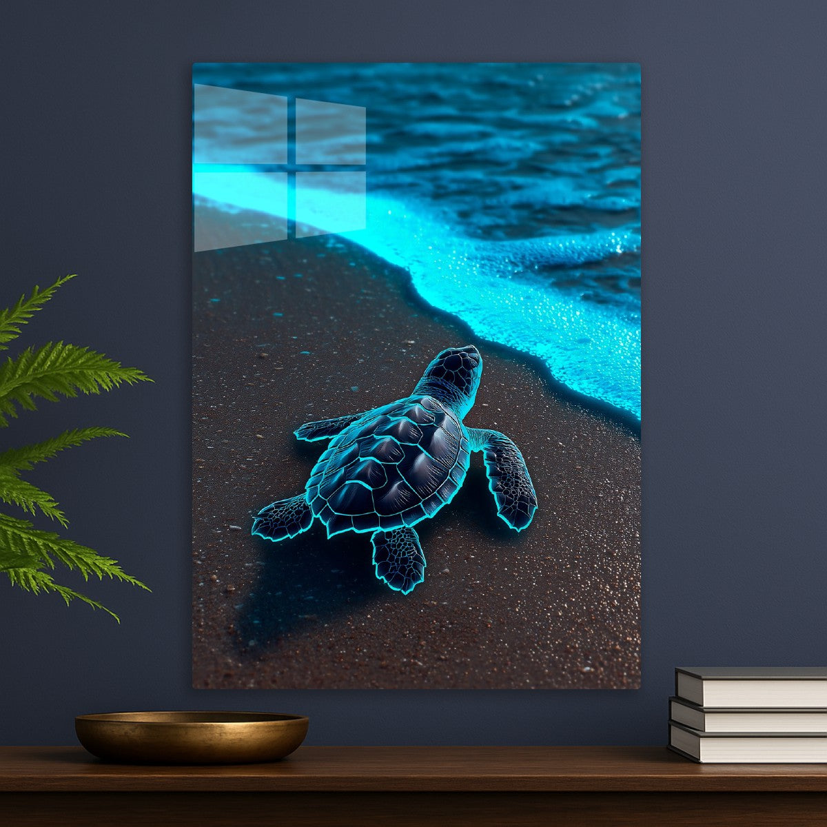 Turtle swimming back to the sea