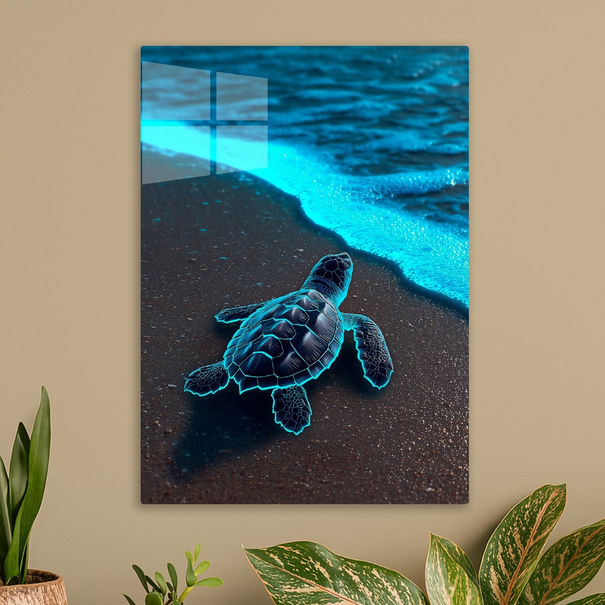 Turtle swimming back to the sea