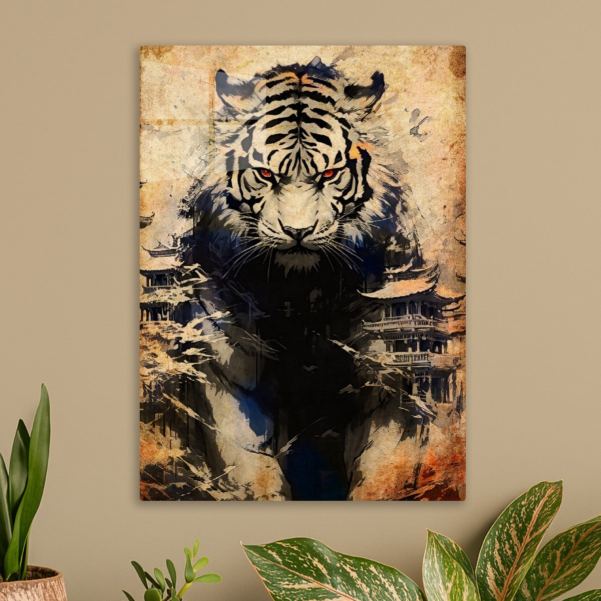 Ancient tiger and japanese temples