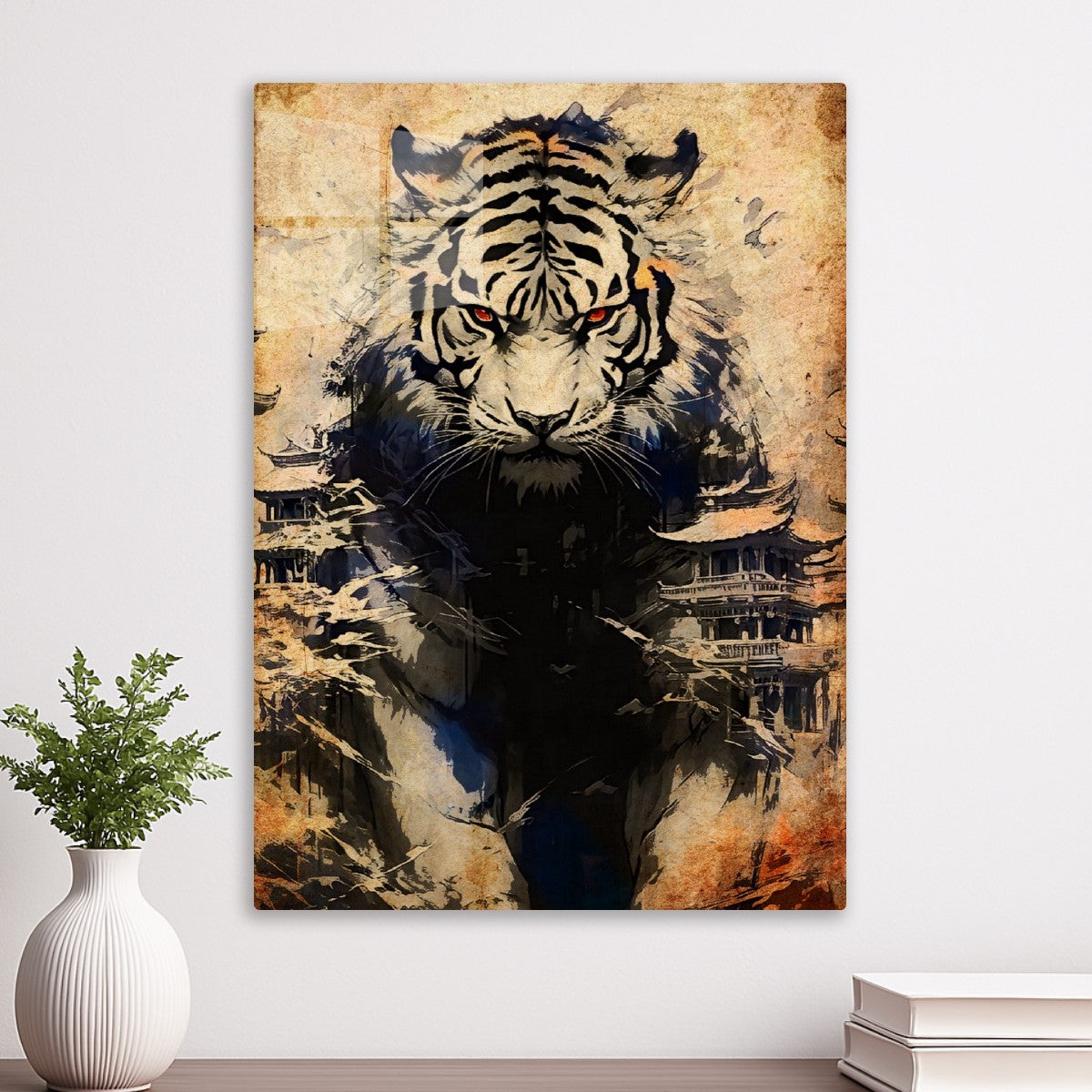 Ancient tiger and japanese temples