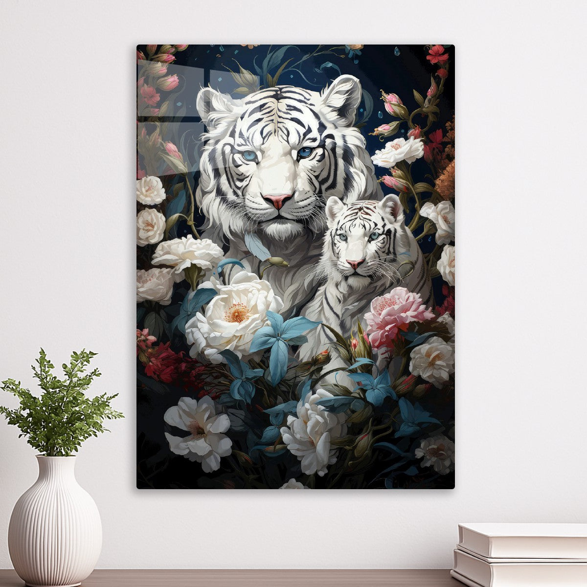 White Tiger Mother and Cub