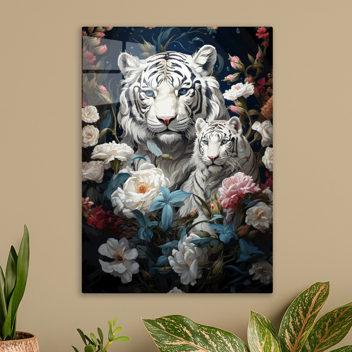 White Tiger Mother and Cub