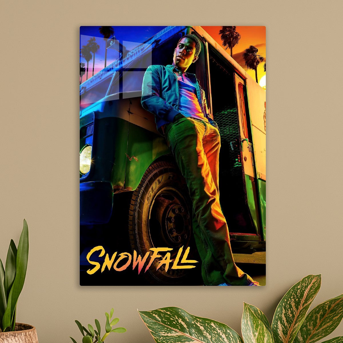 Snowfall neon poster