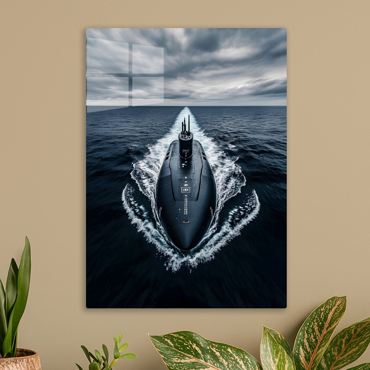 Submarine sailing on the ocean