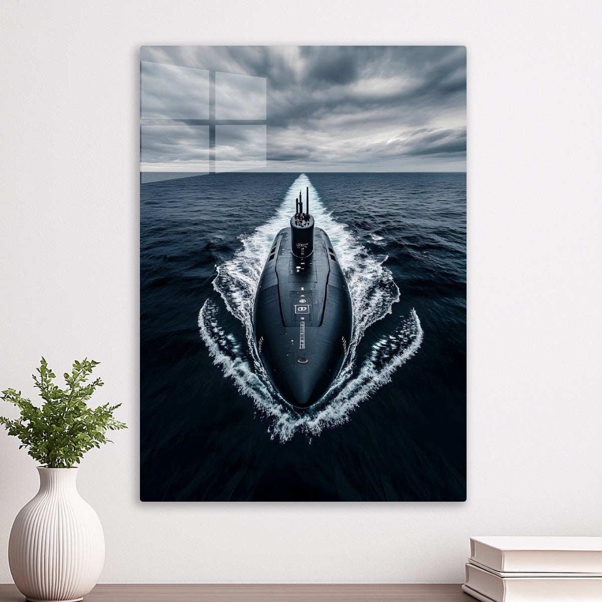 Submarine sailing on the ocean