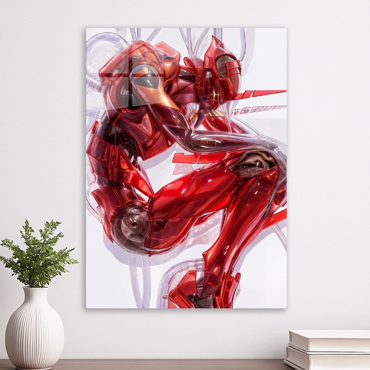 Red Metallic Robot Figure