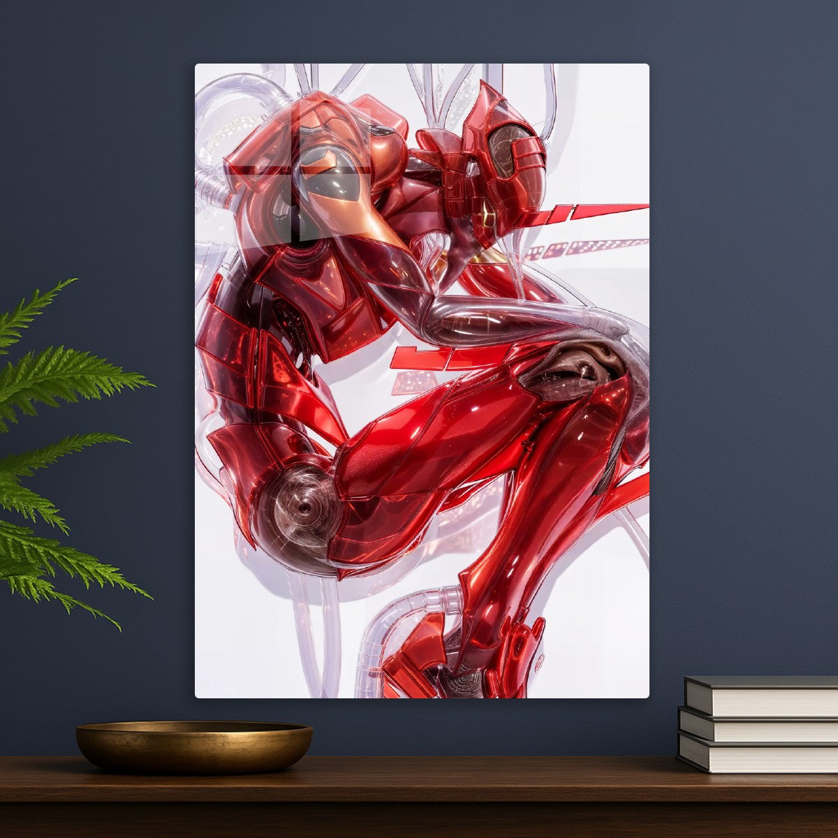 Red Metallic Robot Figure