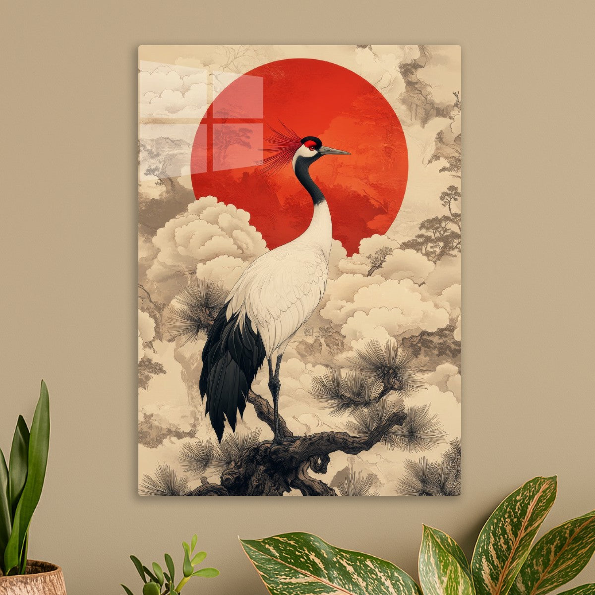 Red Sun, White Crane