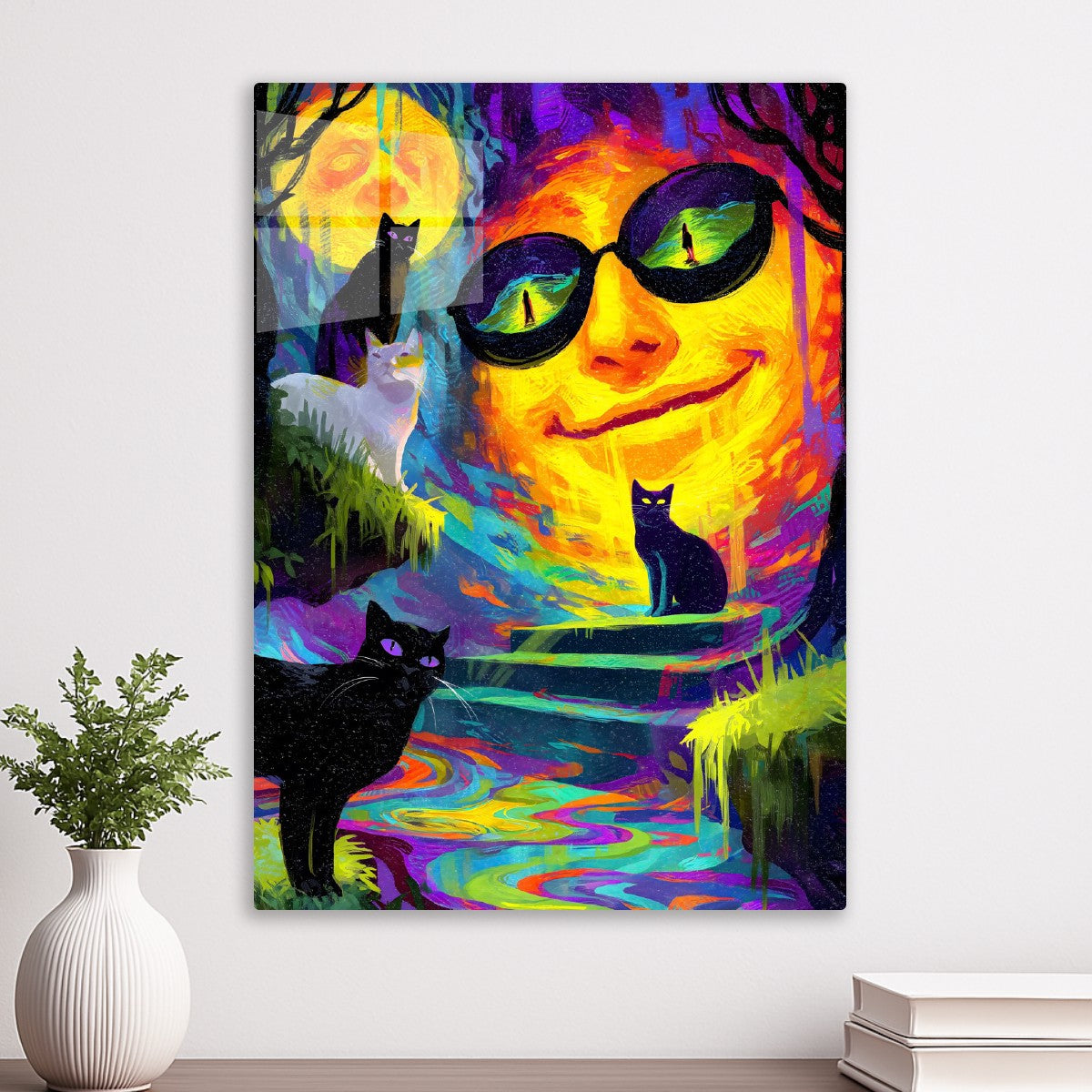 Feline Dreams in Neon Night