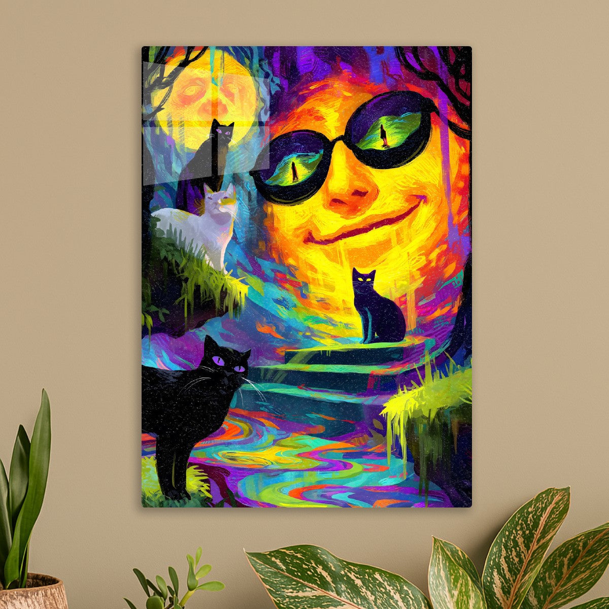 Feline Dreams in Neon Night