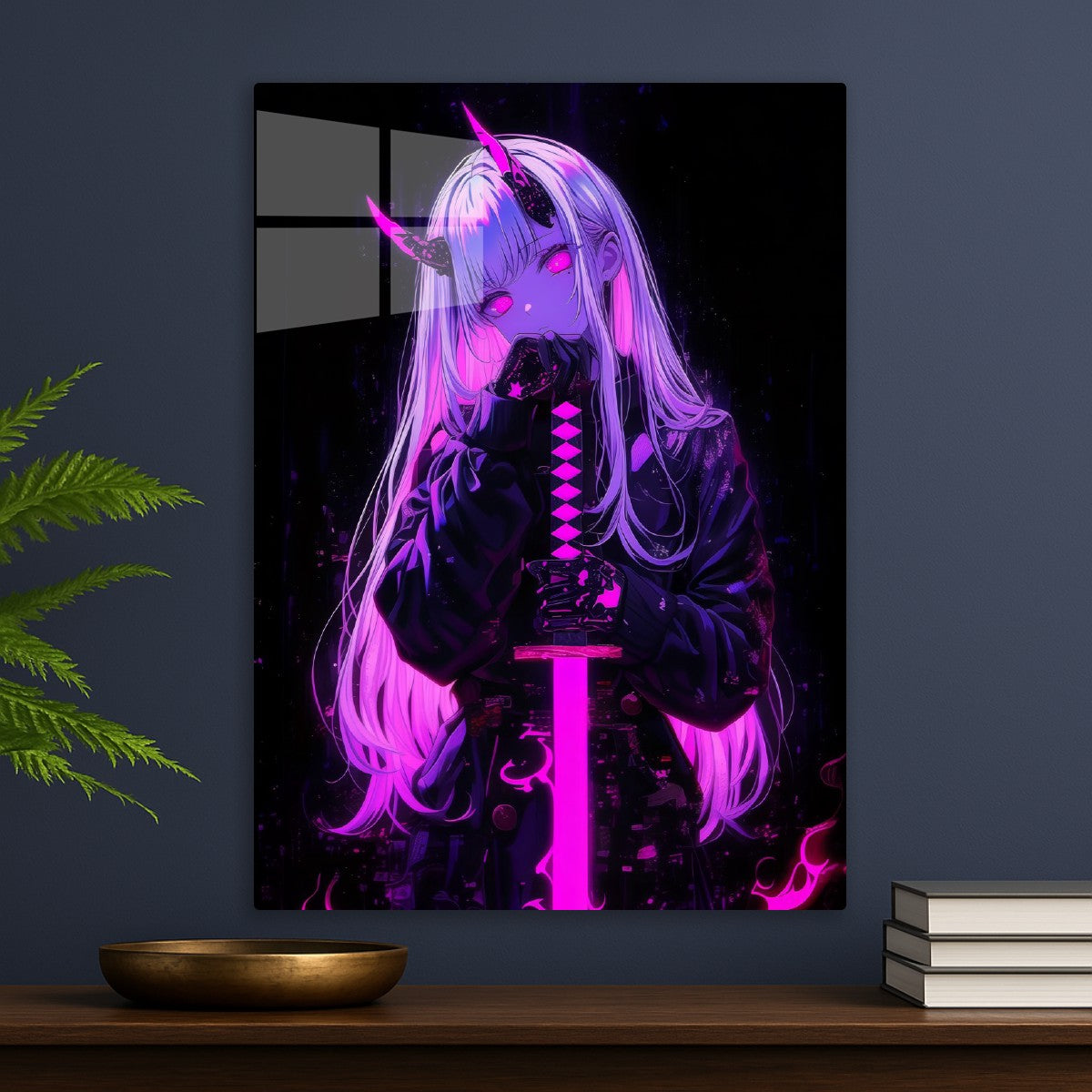 Pink Neon Demon Anime Girl
