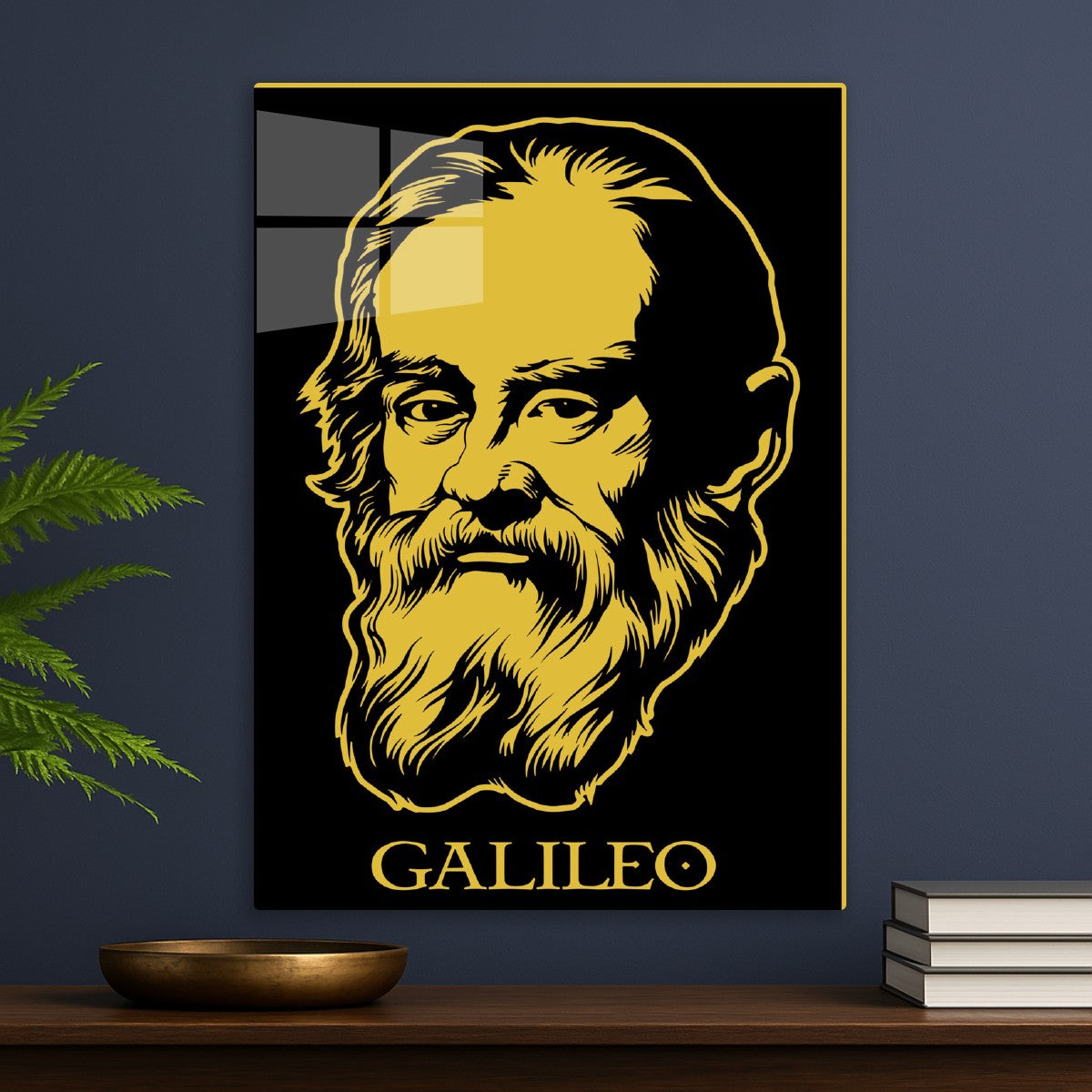 Galileo Galilei Portrait in Gold Black