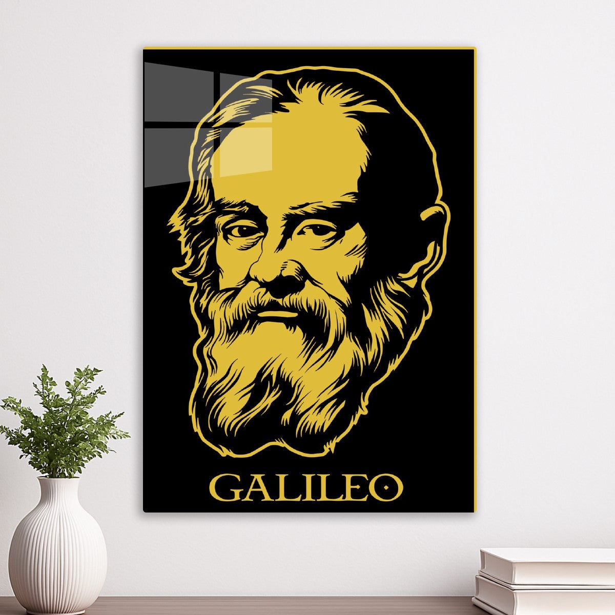 Galileo Galilei Portrait in Gold Black