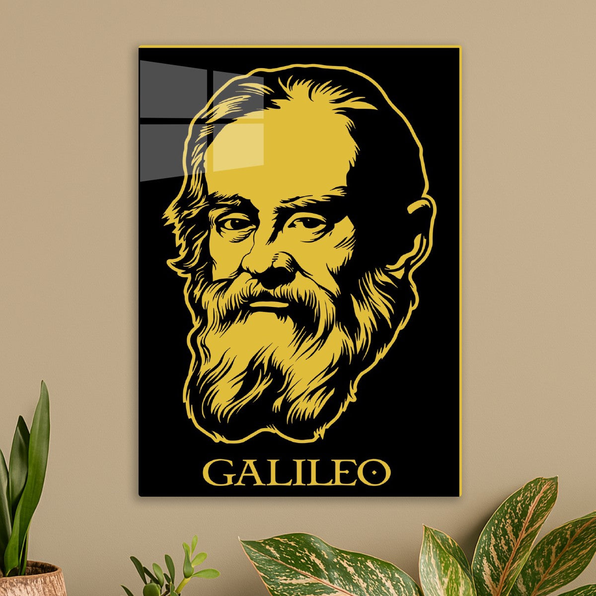 Galileo Galilei Portrait in Gold Black